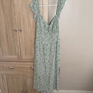 Elegant Green Floral Dress